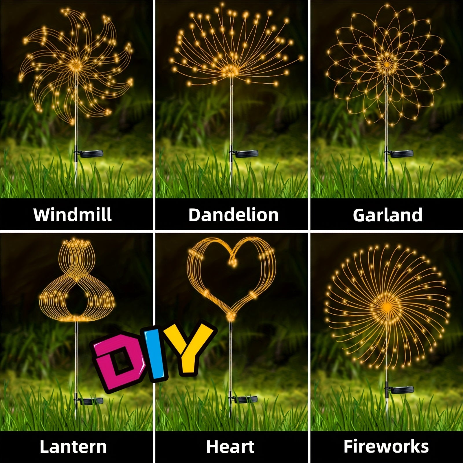 Solar-Powered Outdoor Fireworks Lights with 8 Modes 200LED 150LED 60LED