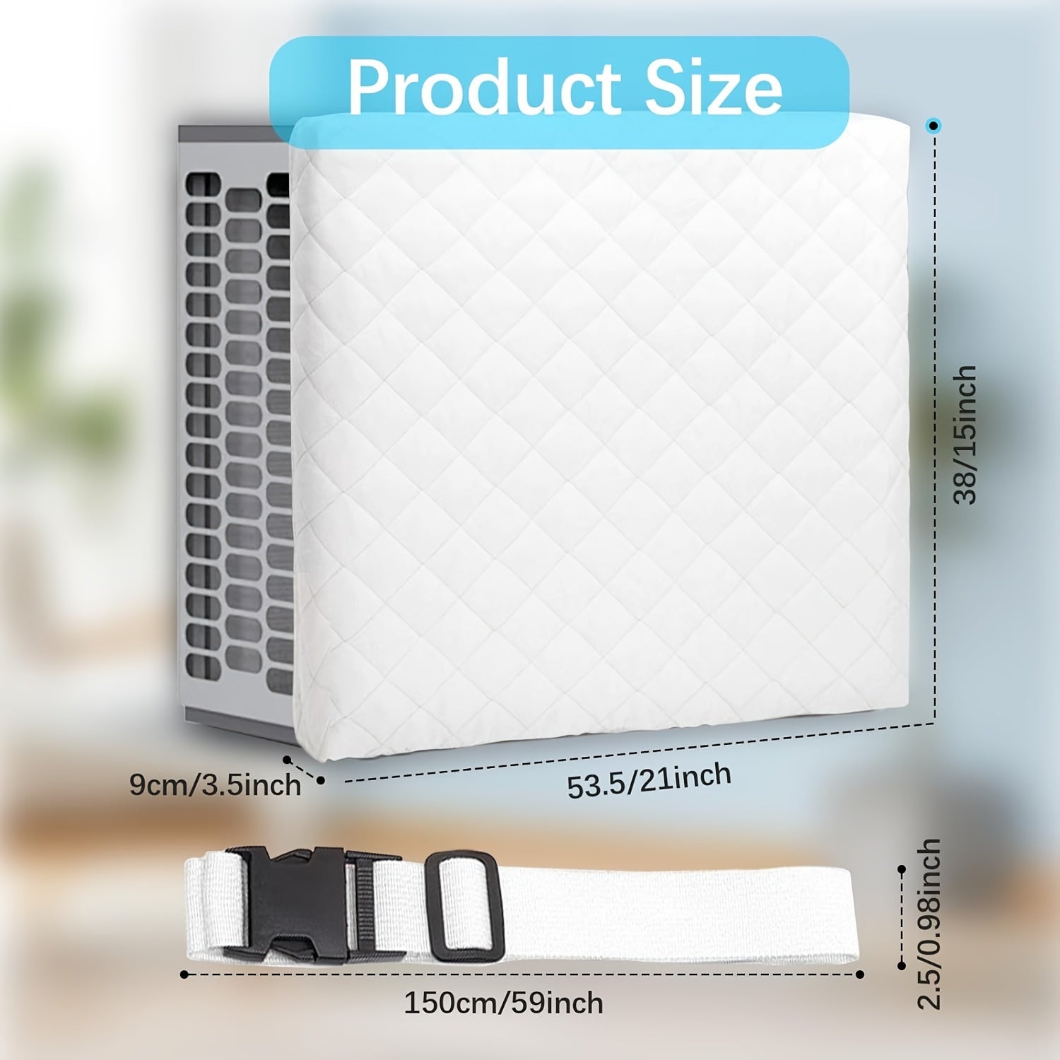 Indoor AC Cover White Dust-Proof Windproof Fits 53.34x38.1x8.89 cm