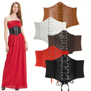 Women's Solid Color Elastic Waist Shaping Belt with Rivets for Casual and Party Wear