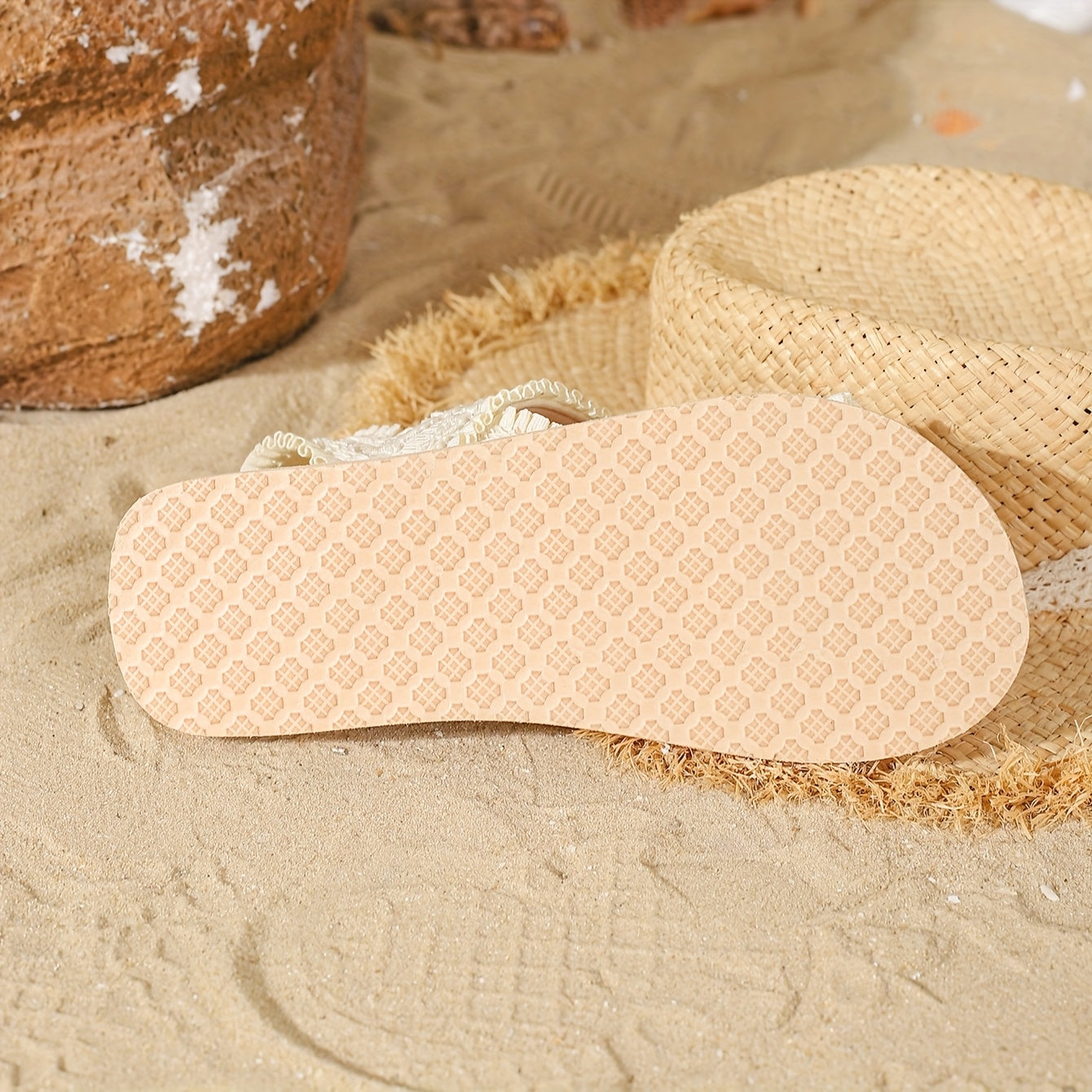 Women's Slip-On Sandals Breathable Fabric Open-Toe Flat Vacation Shoes