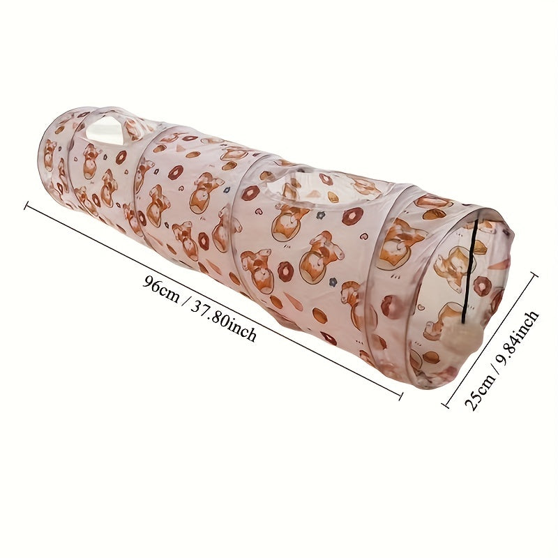Foldable Pet Tunnel for Cats and Dogs, Polyester, Interactive Play and Training
