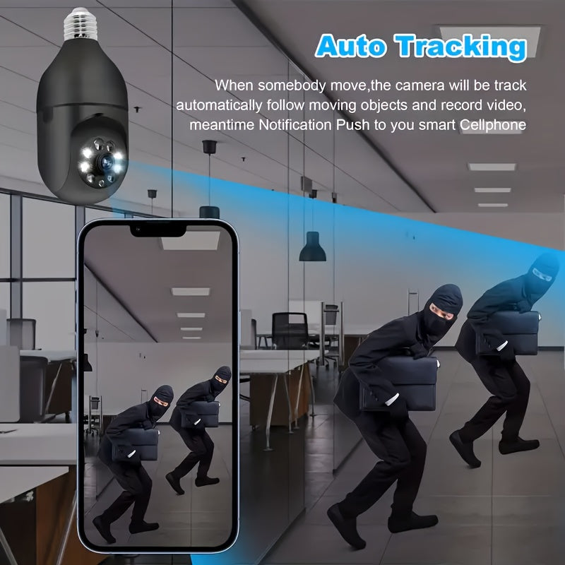 E27 WiFi Security Camera 1080P Night Vision Auto Tracking Black and White