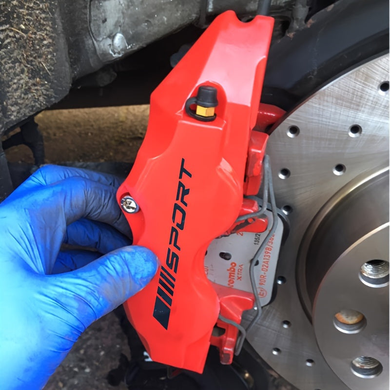 Universal ABS Plastic Brake Caliper Covers Set 2 Pcs Black Sport Logo