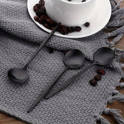 Set of 10 Black Stainless Steel Coffee Spoons for Home and Restaurant