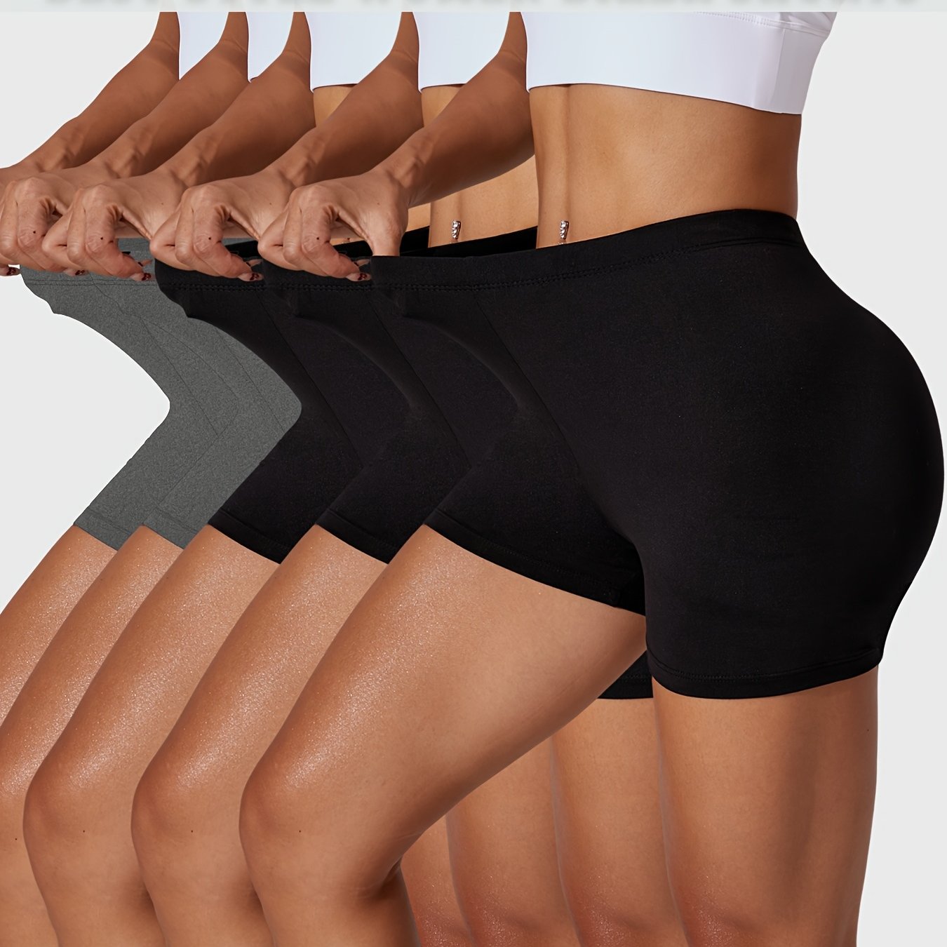 Women Plus Size Biker Shorts Soft Tummy Control Athletic Workout Yoga 5 Pack