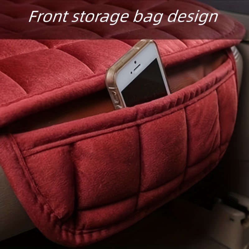Universal Car Seat Cover Set Winter Thick Quilted Velvet Anti-slip