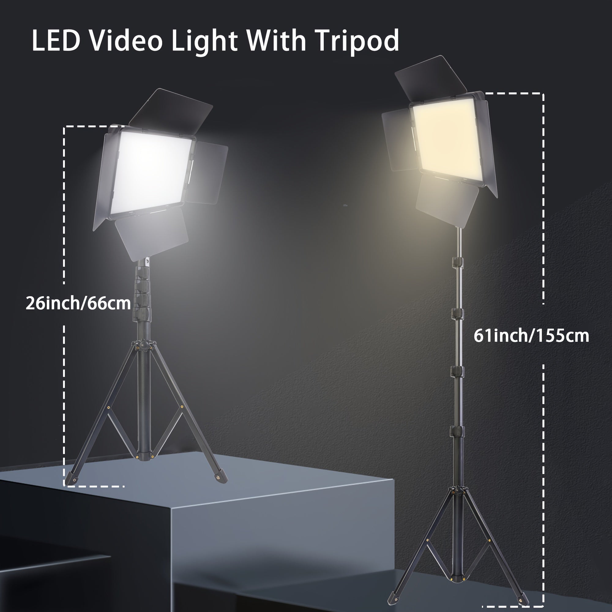 LED-видеосвет с штативом 132 см из алюминиевого сплава, заполняющий свет для влога, фотостудии, прямых трансляций