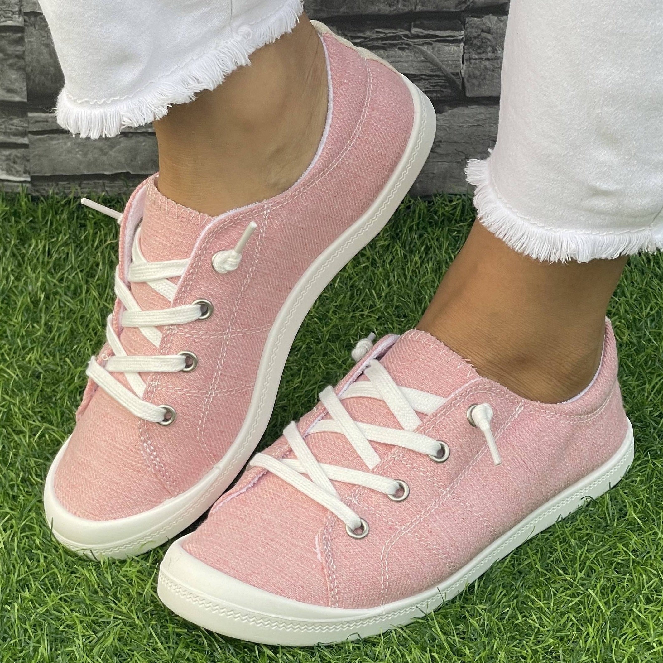 Women's Casual Solid Color Fabric Outdoor Work Shoes All-Season Lightweight