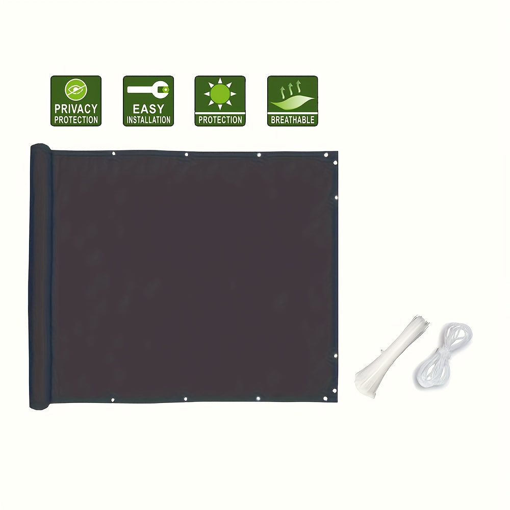 Black Polyester Privacy Screen for Balcony Porch Deck UV Water-Resistant Breathable Fabric