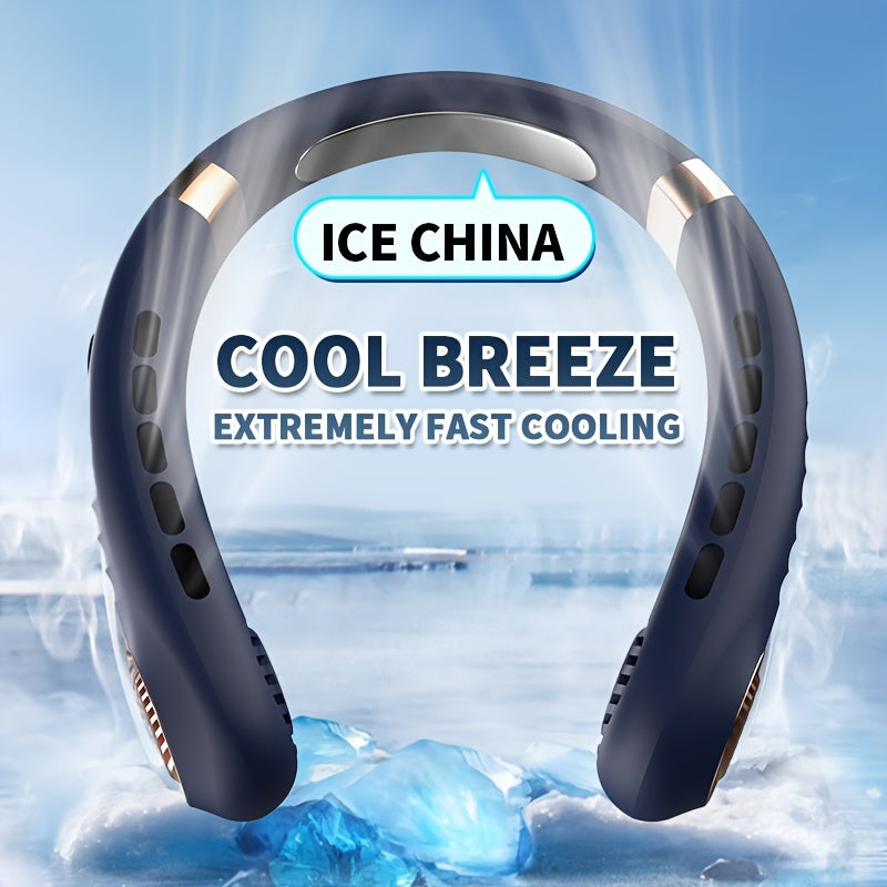 Bladeless Neck Fan Quiet Cooling USB Rechargeable 5-Speed Adjustable Outdoor Office