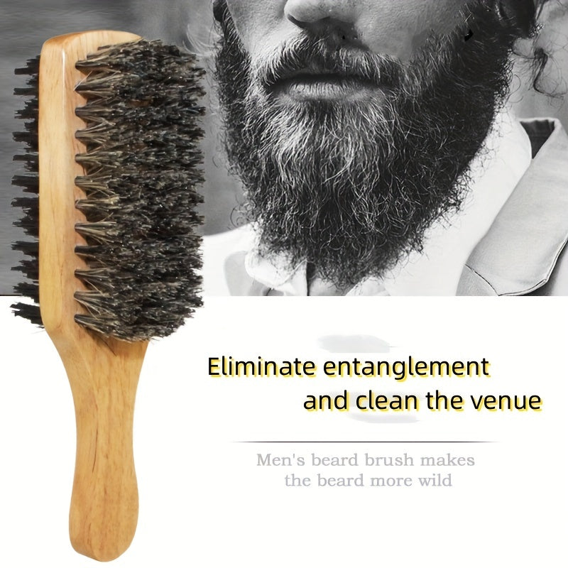 Men Wood Double Sided Beard Brush Comb Styling Hair Tool