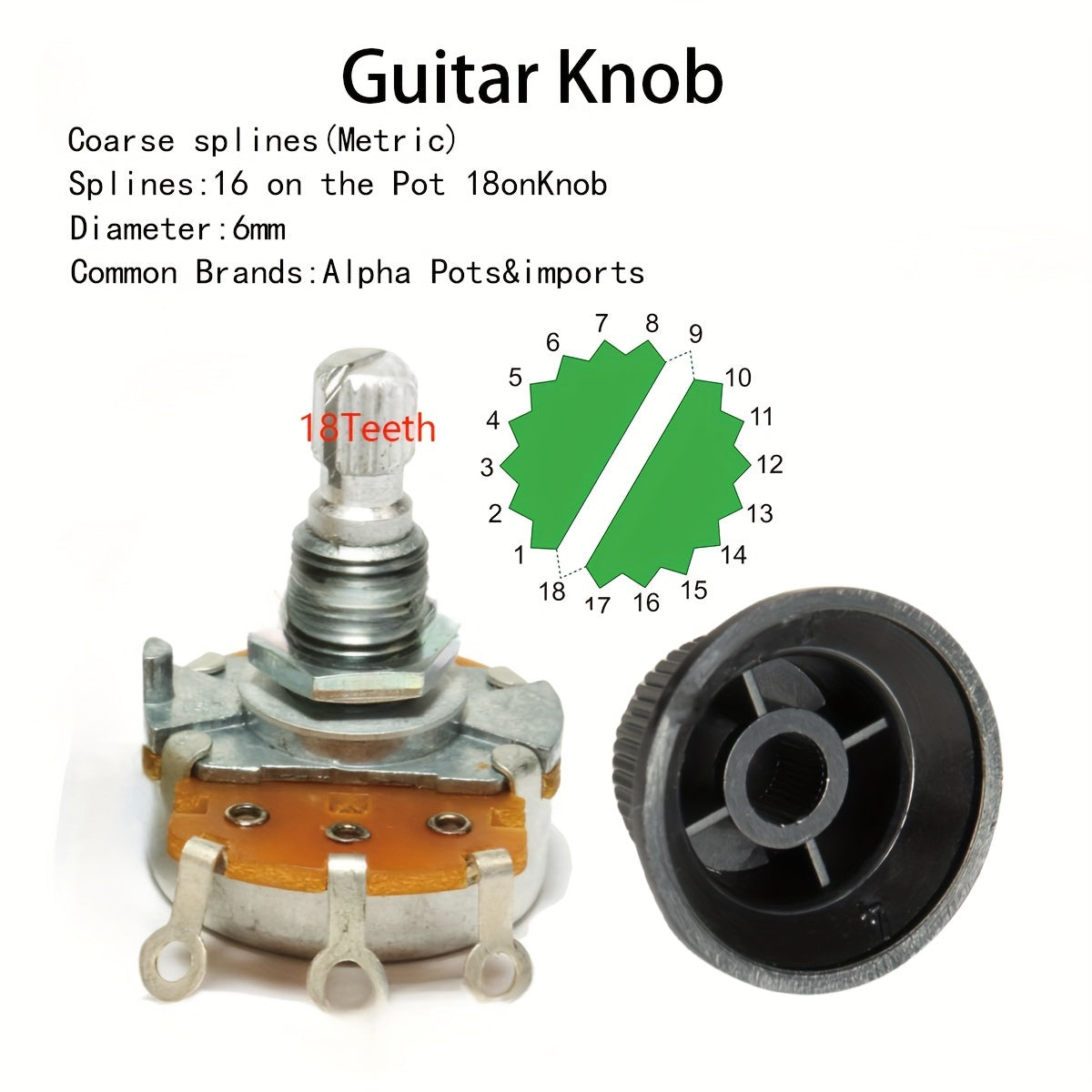 Tapas de perilla para guitarra eléctrica para control de volumen, tono y velocidad en negro, blanco, amarillo