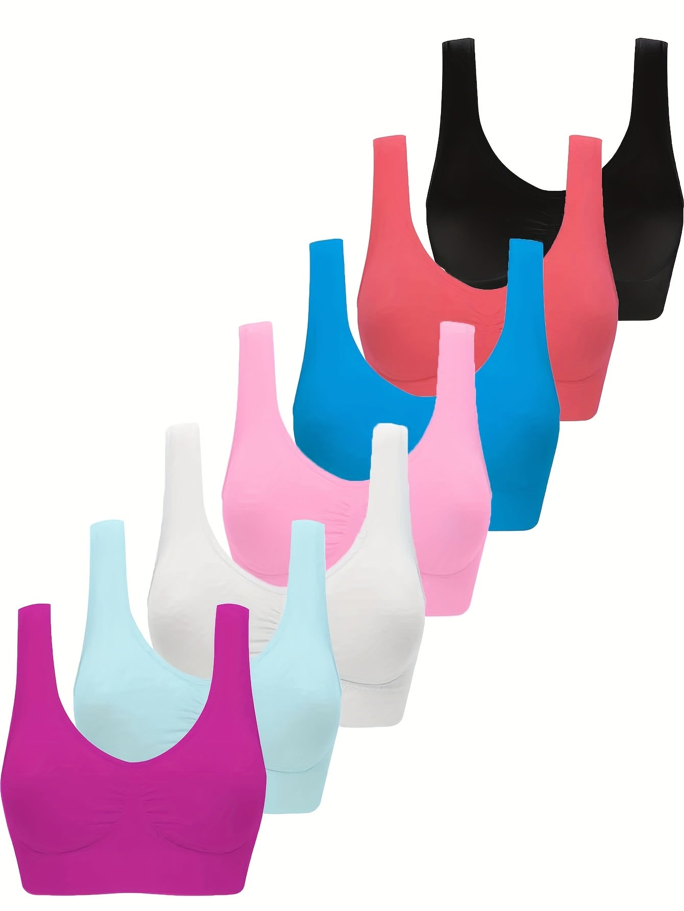 Women's Wireless Nylon Sports Bras Set Breathable Workout Tank Top and Bra Pack