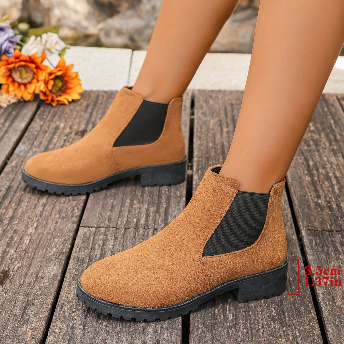 Women's Ankle Boots Leather Mid-Heel Casual Dress Shoes Black Blue Green Brown