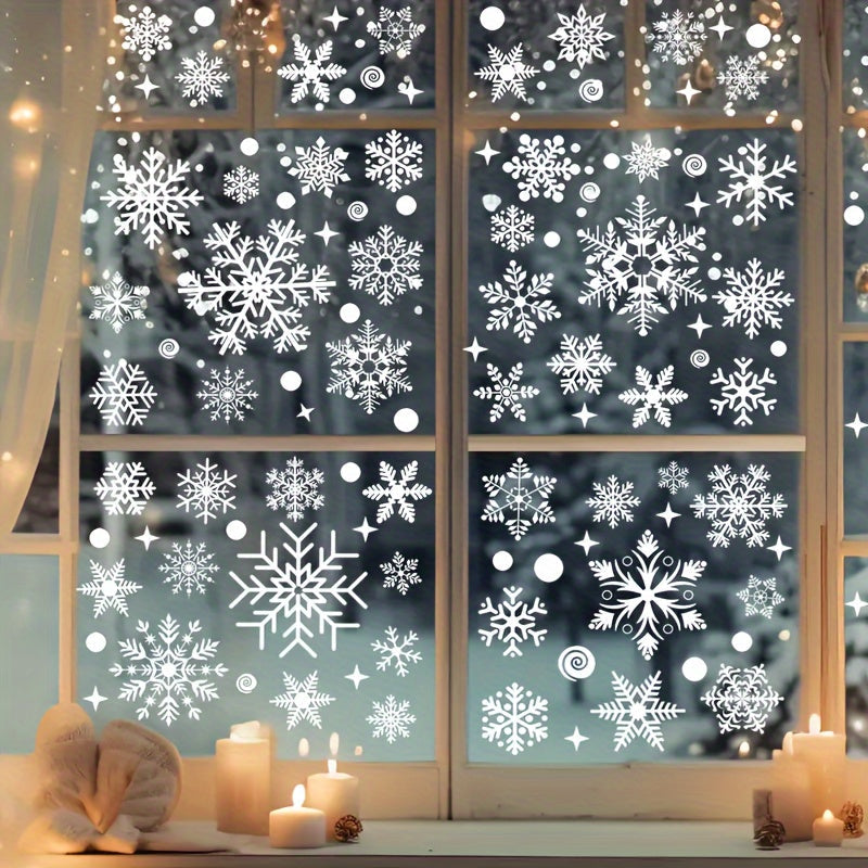 137 Christmas Snowflake Window Clings PVC Static Stickers for Glass Winter Decor