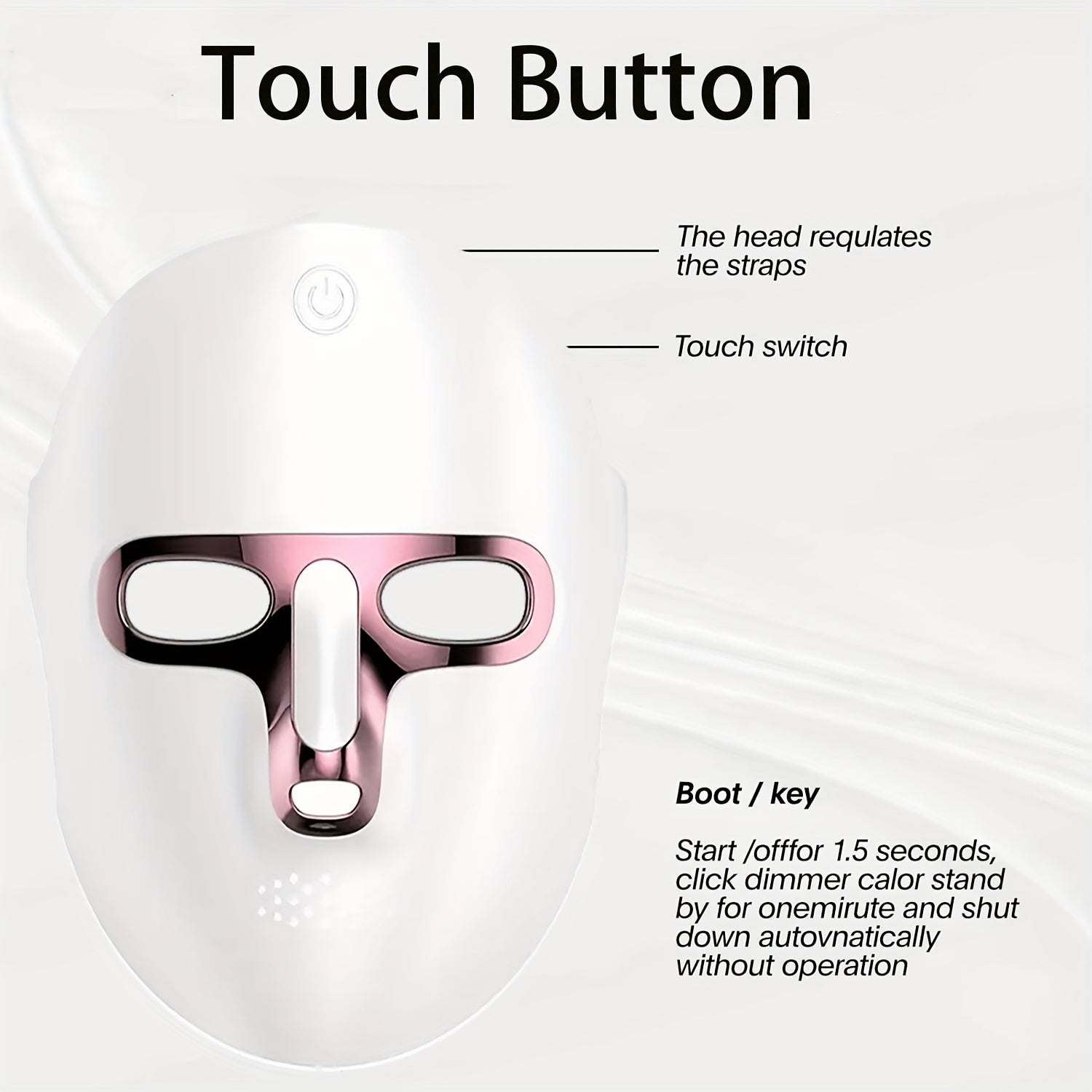 Dispositivo de mascarilla facial con carga USB, batería grande, 7 colores para hombres y mujeres