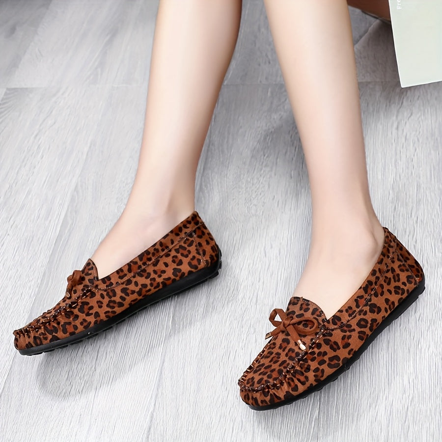 Women's Leopard Print Slip-On Loafers Lightweight Casual Non-Slip Shoes