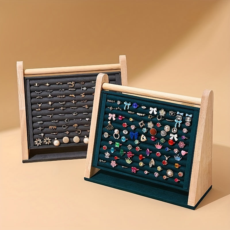 Beveled Rubber Wood Earring Display Stand for Jewelry Storage