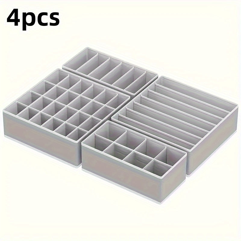 4-Piece Polyester Clothing Organizer Set for Socks Underwear Bras Ties Belts