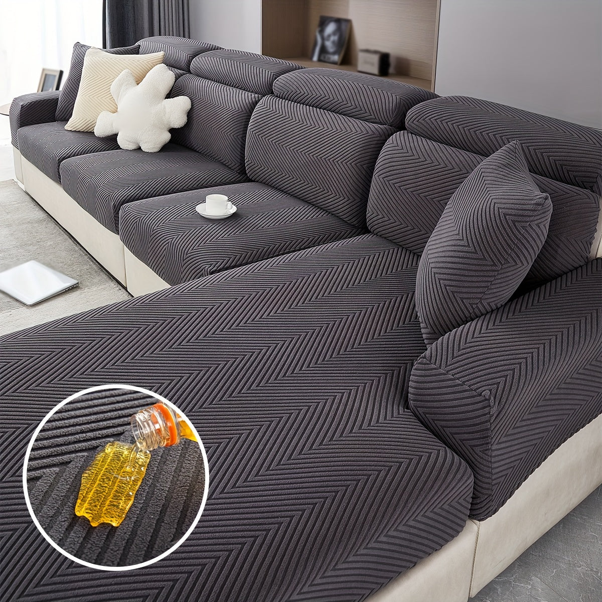 Waterproof Sofa Cover Elastic Stretch Jacquard Argyle Pattern for Home or Office