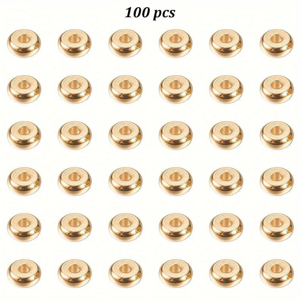 100 piezas de cuentas de acero inoxidable tipo rondelle de 5x2mm con orificio de 1.5mm