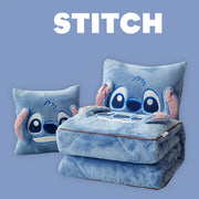 2-In-1 Pillow and Blanket Set for Adults Polyester Cartoon Travel Office Winter