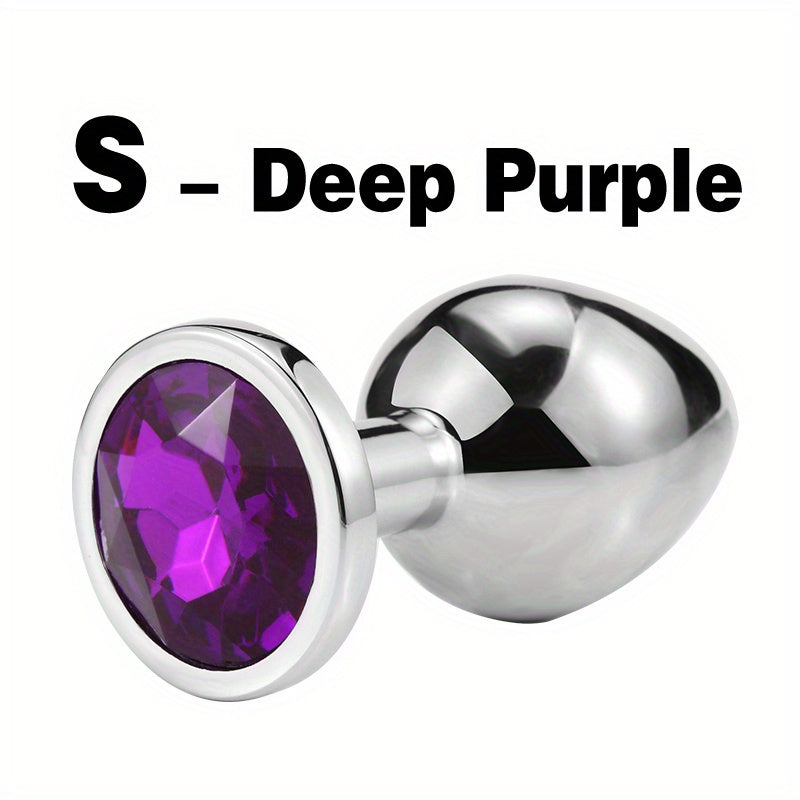 Adult Metal Anal Plug Butt Plug with Gem Base, Couples Sex Toy