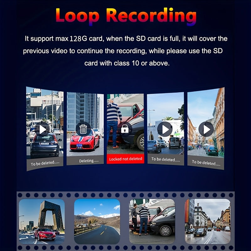 Cámara frontal de coche en HD 1080P, gran angular, visión nocturna, grabación en bucle