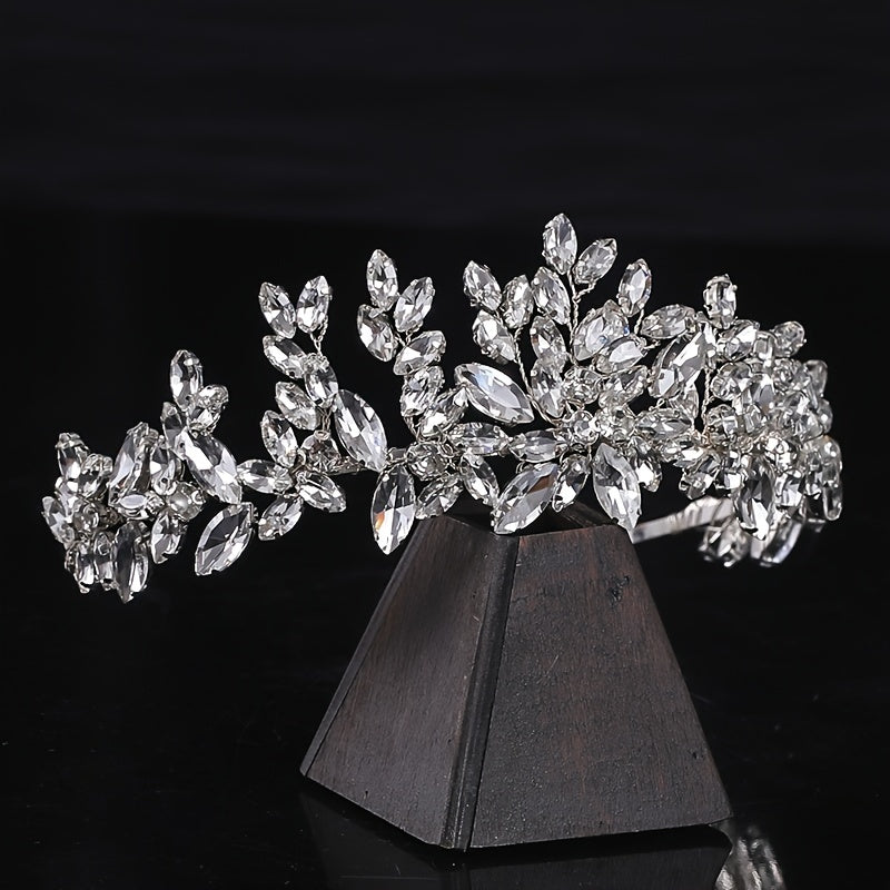 Bridal Headband Crystal Rhinestone Flower Wedding Hair Accessory for Women