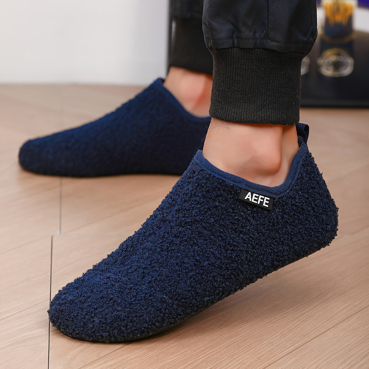 Men's Casual Slippers with Breathable Fabric Upper and Non-Slip Rubber Sole