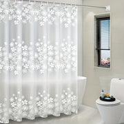 Floral Semi-Transparent Shower Curtain Waterproof Bathroom Window with Hooks