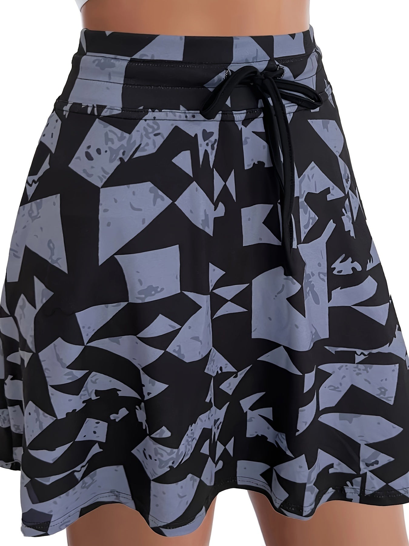 Women's Stretchy Polyester Spandex A-Line Skort with Unique Print