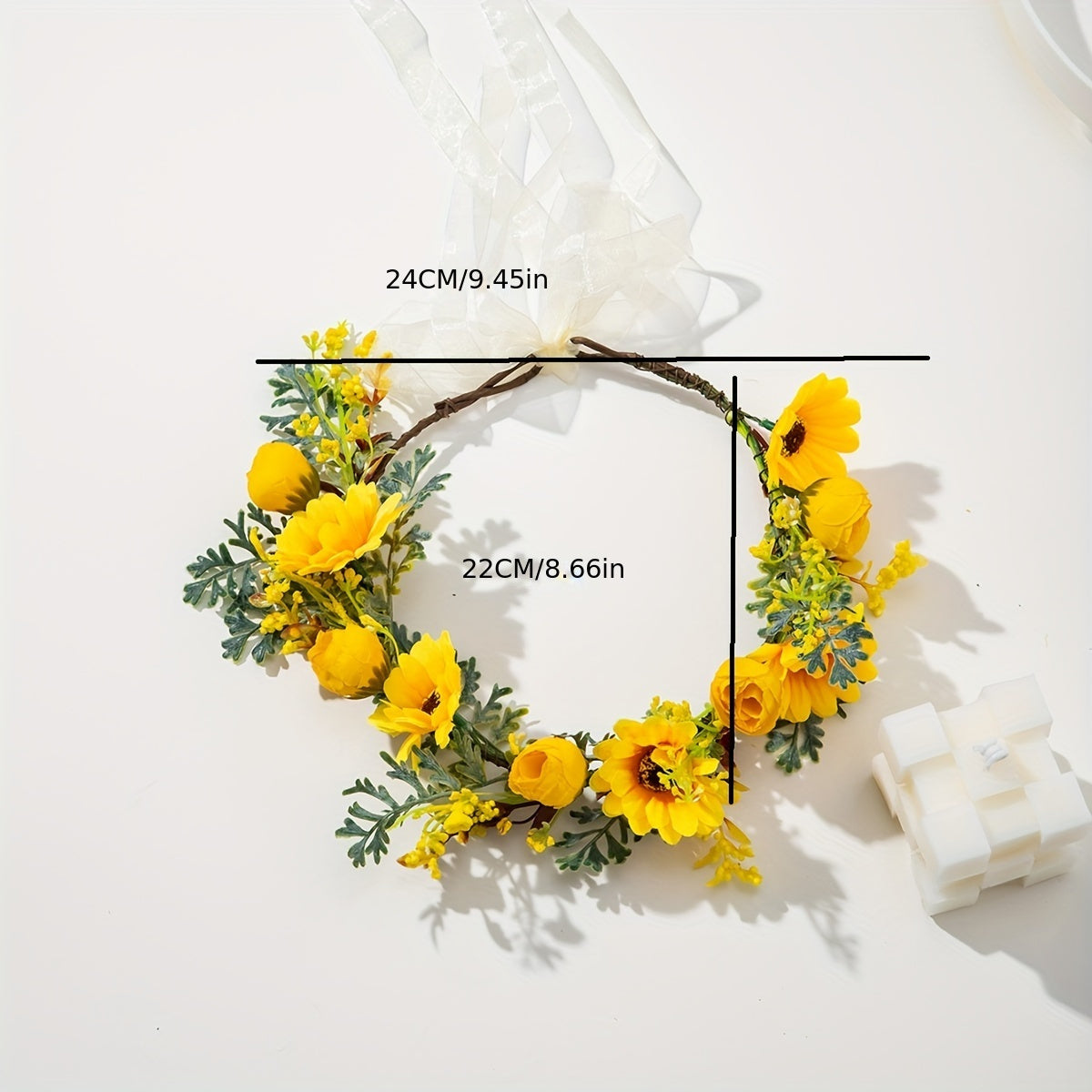 Diadema de tela floral para bodas y vacaciones con diseño de girasol