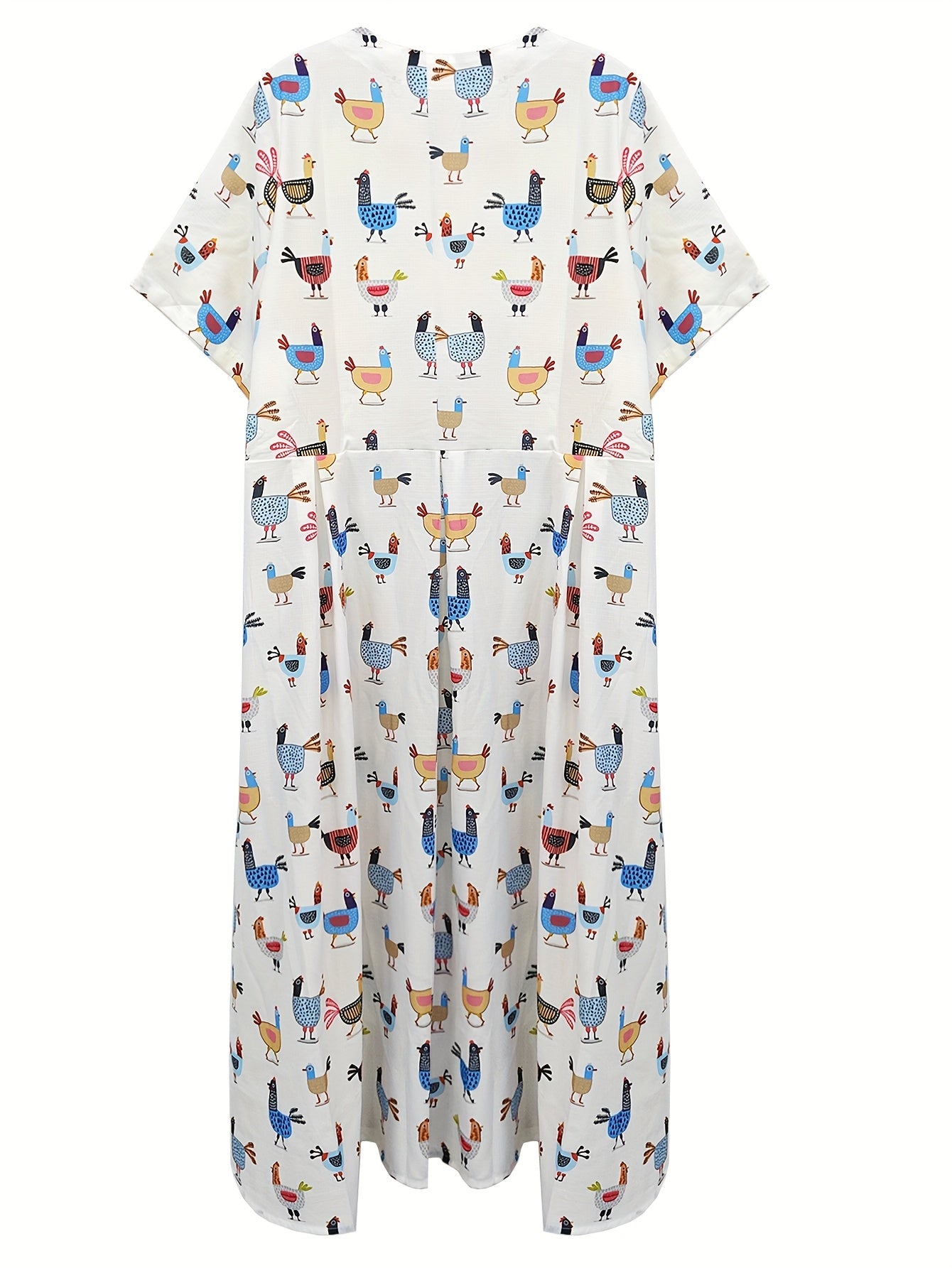 Ayollar uchun katta o'lchamdagi paxta maxi kiyi, cho'ntaklar bilan, hayvonot bosimi, yozgi uslub