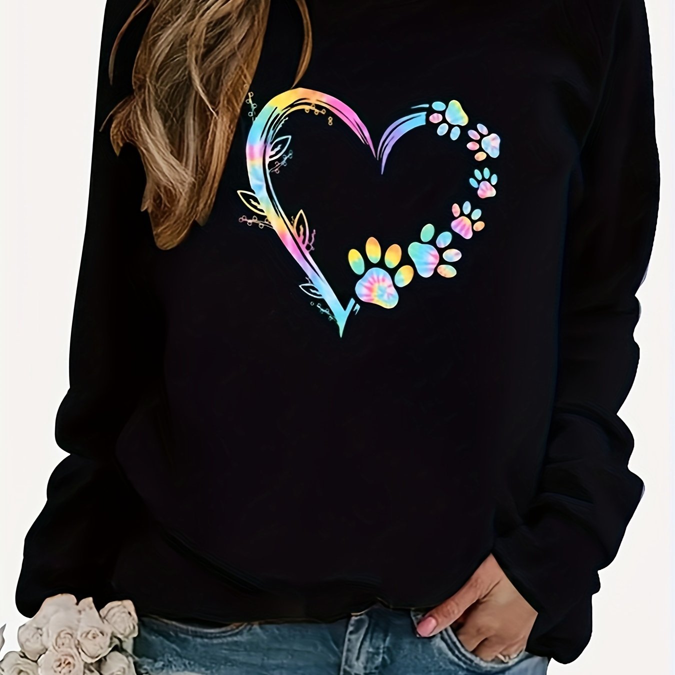 Plus Size Women's Casual Sweatshirt Long Sleeve Pullover Fall Winter