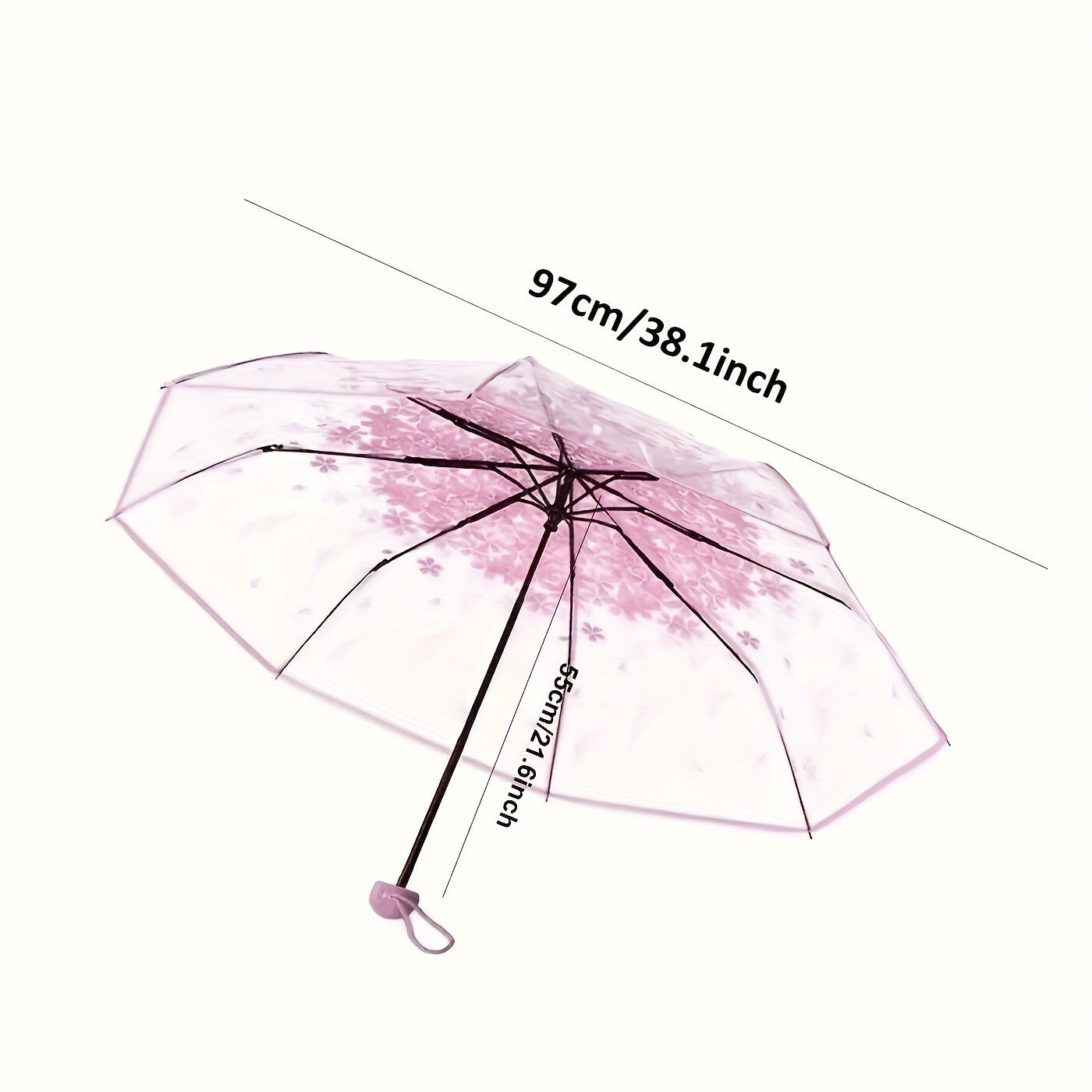 Foldable Clear Outdoor Umbrella Sun Rainproof Manual 8 Ribs