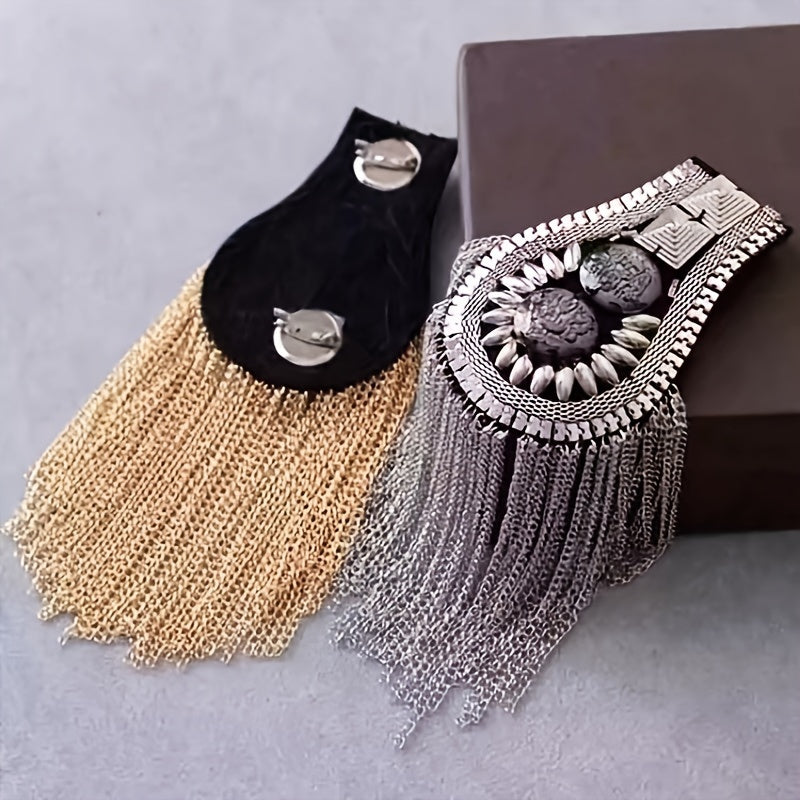 Uniseks Evropa va Amerika kostyum broshlari, rivetlar, tassellar va epauletlar bilan