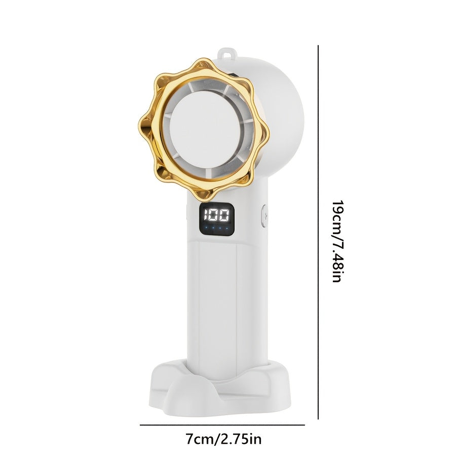 Handheld Fan with Digital Display, Rechargeable USB, Foldable, Remote Control