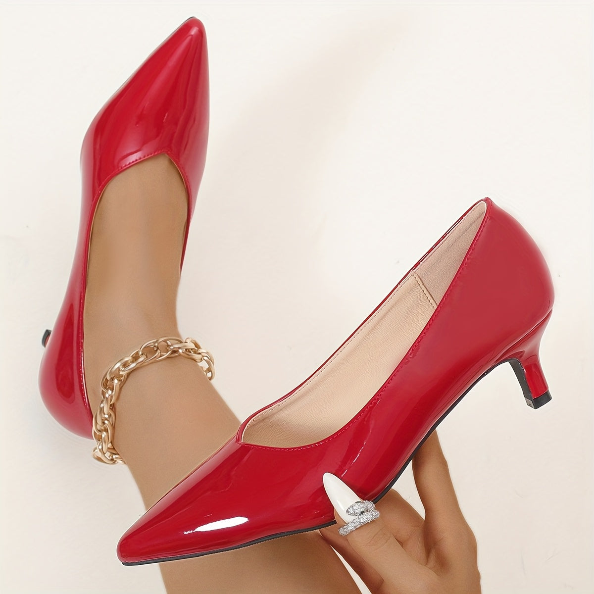 Women’s Synthetic Pointed Toe Mid Heel Shoes Black All Season Formal and Casual