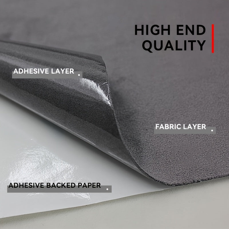 Gray Velvet Fabric Sheet 43x200cm Self-Adhesive for Car Interior and DIY Projects