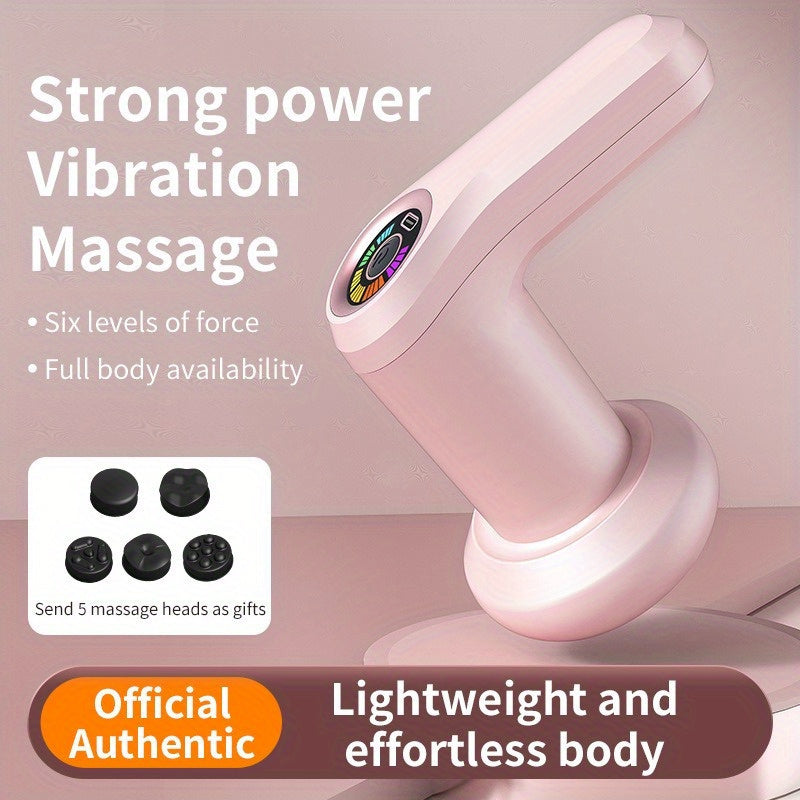 Multi-Functional Vibrating Massager with Five Heads and Six-Speed Settings for Full-Body Relaxation