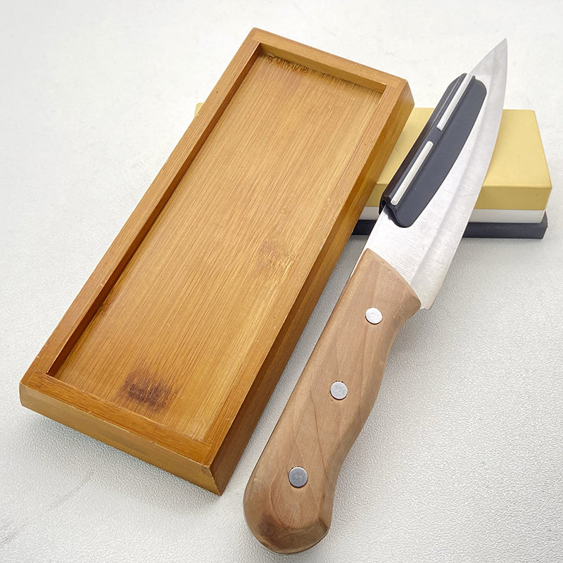 Qalampirni silliqlash toshi to'plami, yog'och asos va ko'p qirrali silliqlash toshi to'plami bilan