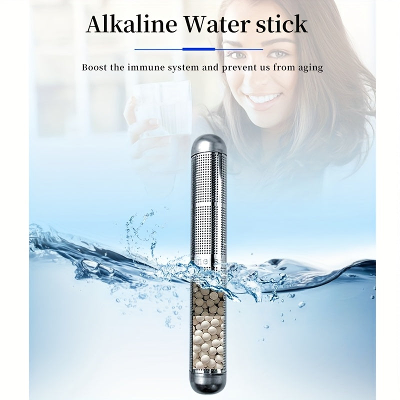 Bir dona zanglamas po'latdan yasalgan alkali suv ionizatori tayoqchasi, elektr energiyasiga ehtiyoj sezmasdan, rux miqdorini oshiradigan portable vodorodga boy va mineral energiya suv filtridir.