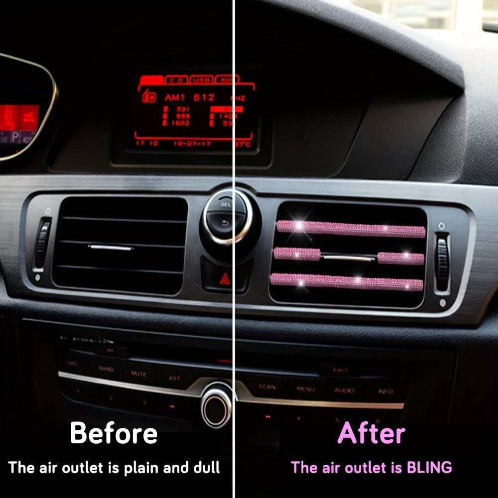 Women Bling Car Air Vent Trim Rhinestone Interior Decoration 4Pcs
