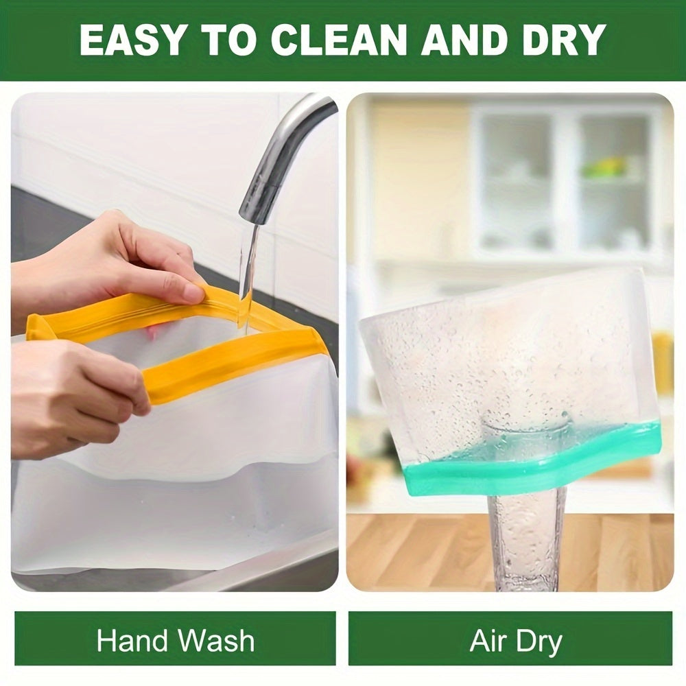 Набор многоразовых мешков для хранения продуктов из силикона, без пластика, безопасных для морозильника, для сэндвичей и закусок