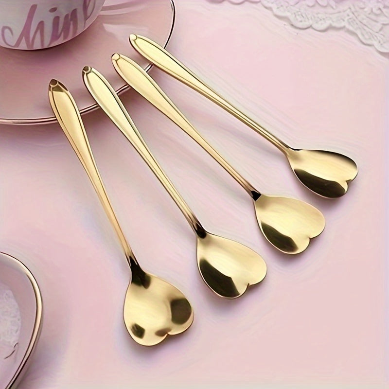 2 Stainless Steel Heart-Shaped Coffee Spoons for Stirring Desserts and Gifts