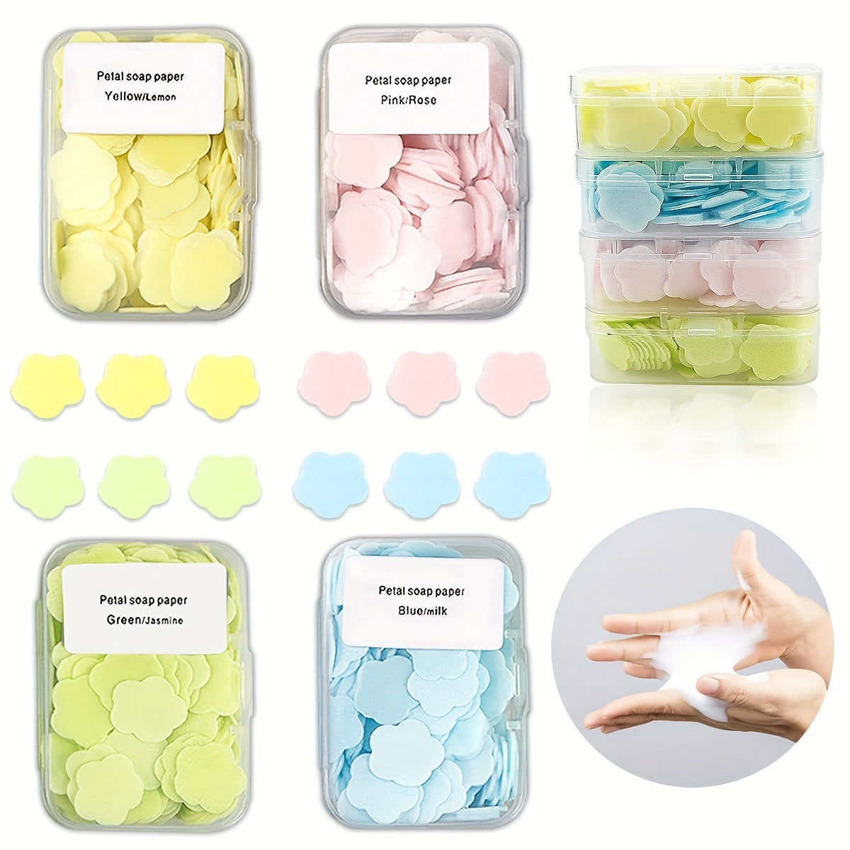 100 Pcs Portable Scented Foaming Hand Soap for Travel Brightening Rose