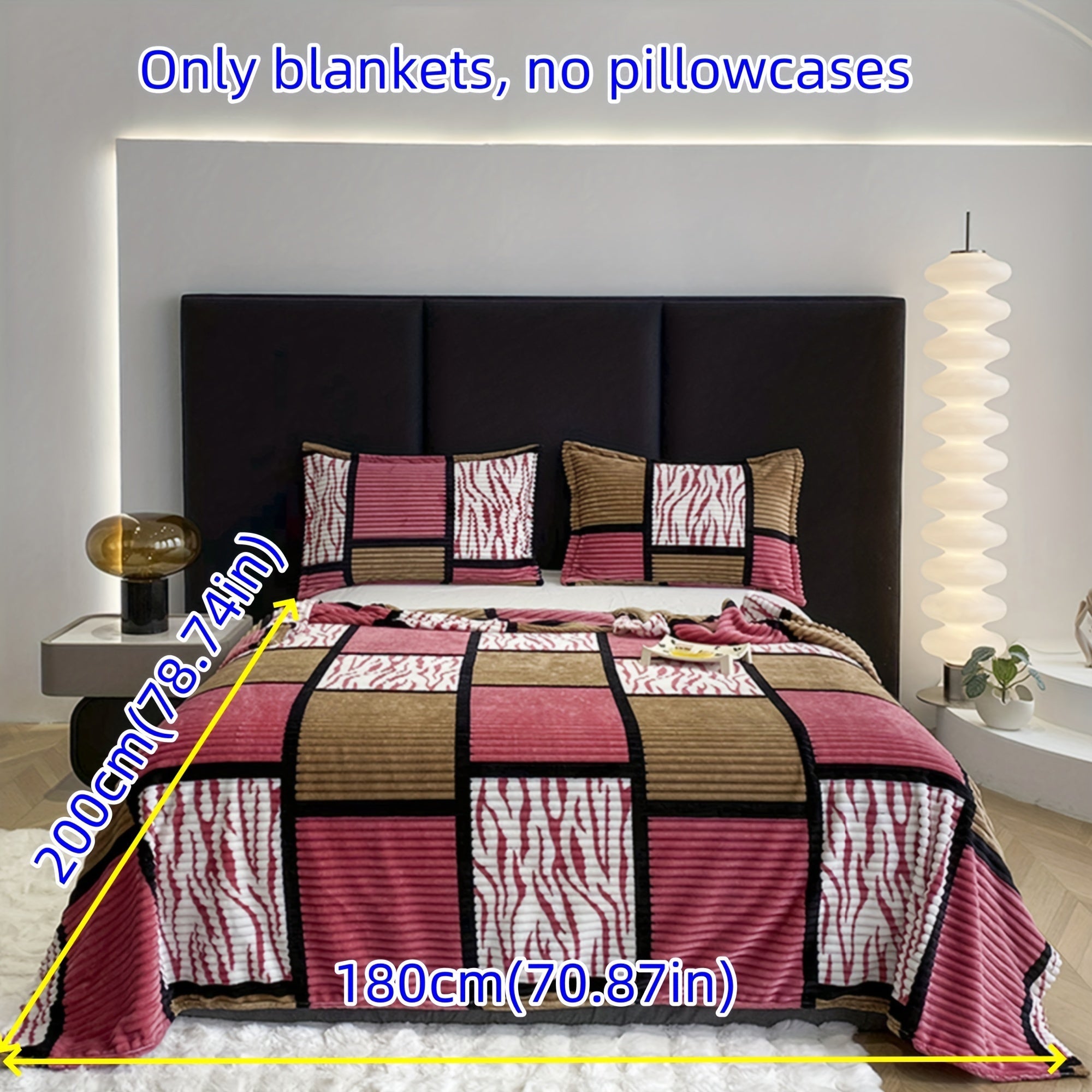 Striped Grid Blanket Lightweight Breathable All-Season Sofa Bed Travel 1 Piece