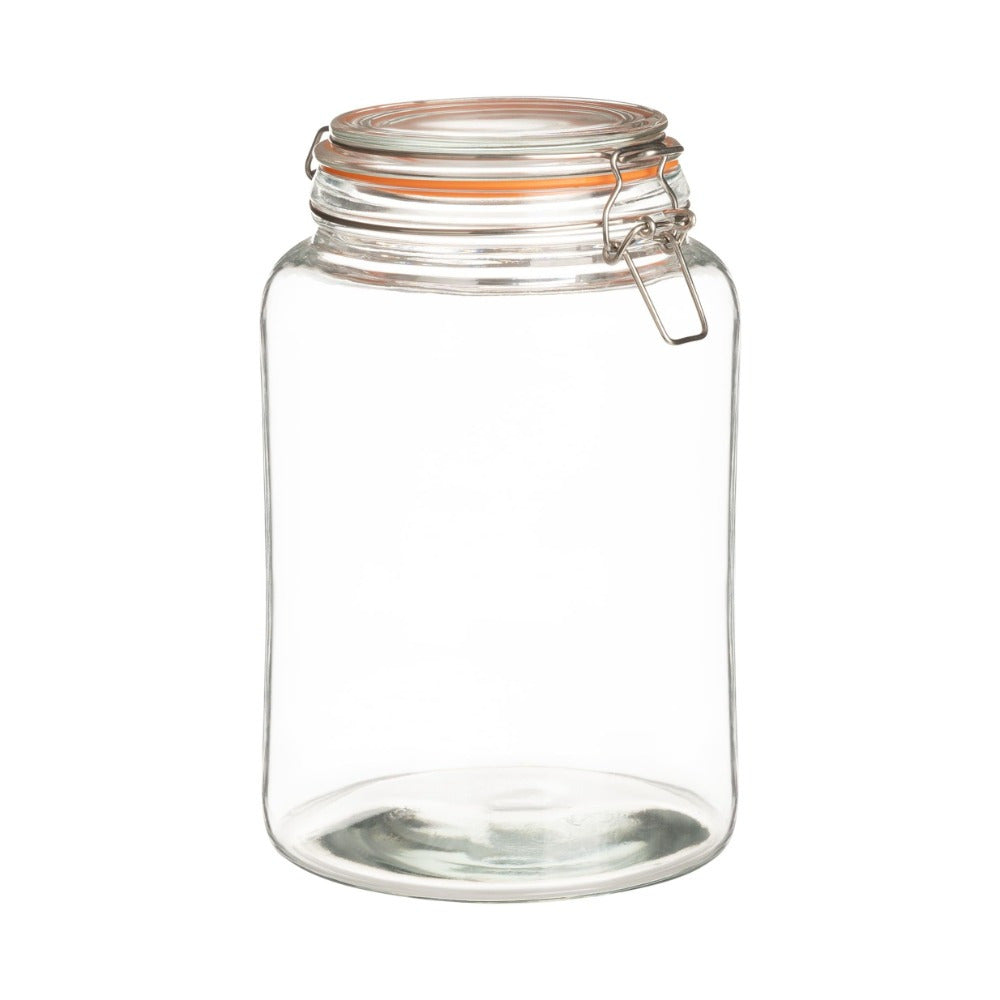 Two Glass Sealed Jars, Food Storage, Durable Clear Mason Jars with Hinged Lid