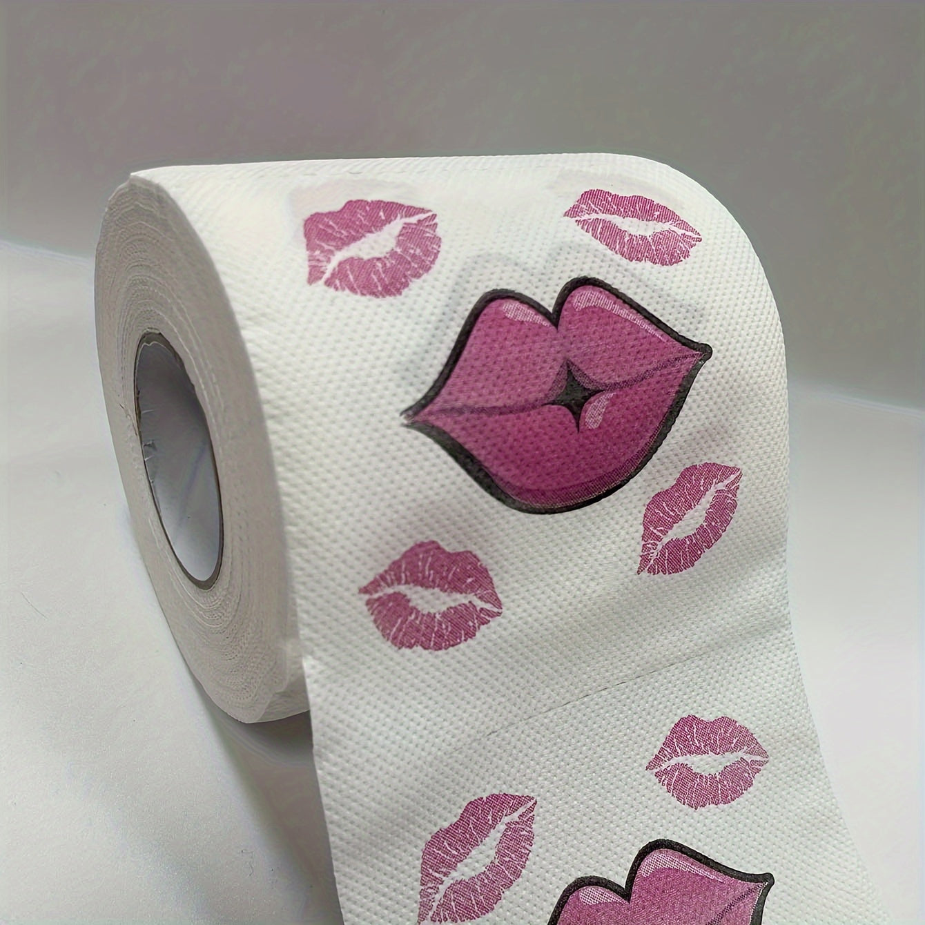 Red Lips Pattern Toilet Paper 1 Roll 3-Ply Bleach-Free Wood Pulp